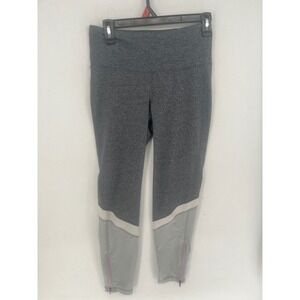 Old Navy Active Elevate Leggings Go-Dry Gray Colorblock Ankle Zip Tights Womens